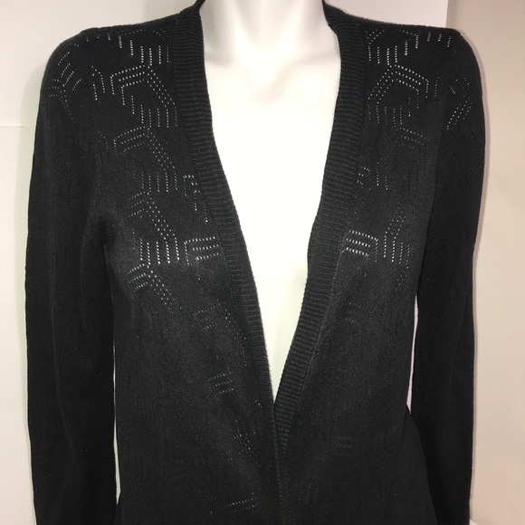 Belleni Black Cutout Open Wrap Cardigan Sweater - Picture 3 of 12
